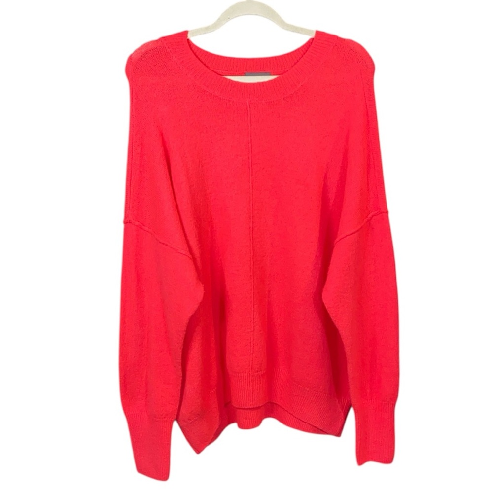 Vince Camuto Neon Pink Oversized Scoop Neck Sweater, Size Large